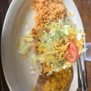 Taquitos with beef, rice, and beans- $16.99