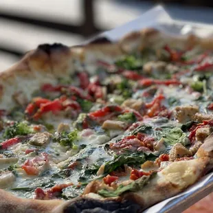 a close up of a pizza