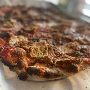 a close up of a pizza