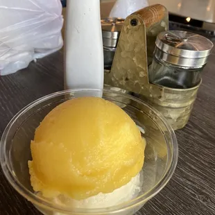 Doug's delight is a wonderful surprise of frozen fresh oranges over vanilla Icecream. It's delicious and refreshing on a hot day!