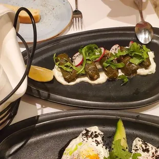 two plates of food on a table