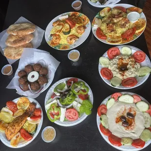 Hummus falafel salmon