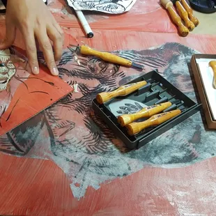 Linoleum carving chisels.