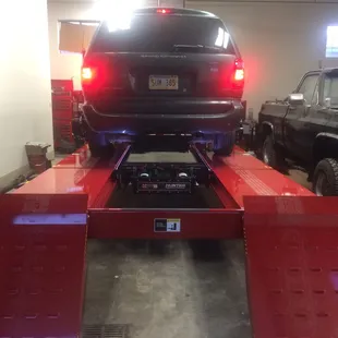 18k pound alignment rack.  Ability to do crew cab long box trucks.