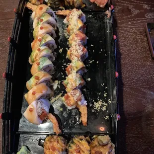 White Dragon, URI house roll and heart attack.  My favorite was URI roll. Delicious!!