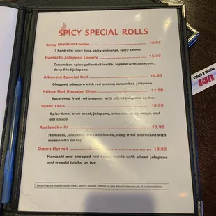 menu