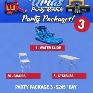 party package #3  waterslide 5 tables 40 chairs