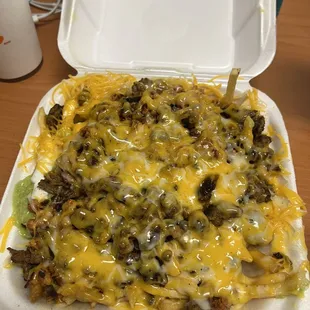 Carne asada and chorizo fries