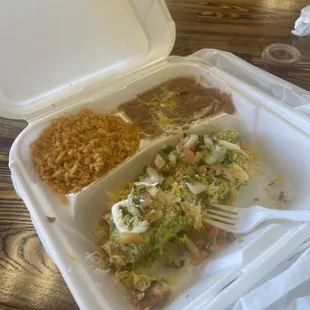 3 taquitos plate with rice and beans. Very good