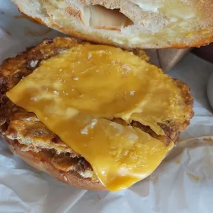 Chorizo, egg, cheese bagel