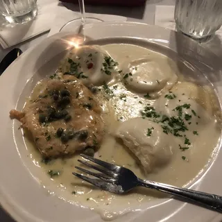 Chicken Picatta With Ravioli Alfredo
