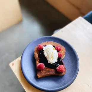 Delicious blueberry compote + mascarpone toast at URL coffee in First Hill.