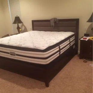 King bed with standard box spring.