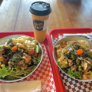 Thai Milk Tea, build your own bowl with tuna, salmon and yellowtail