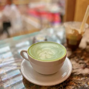 Honey matcha latte. Obsessed!