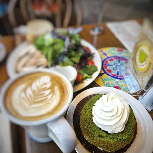 Chicken Salad, Spanish Latte, Matcha Tiramisu
