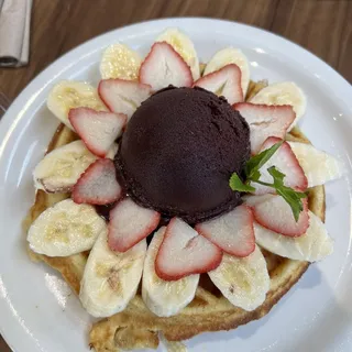 Acai Sorbet or Vanilla Ice Cream Waffle