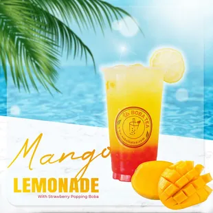 a glass of mango lemonade