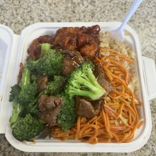 Beef Broccoli and orange chicken