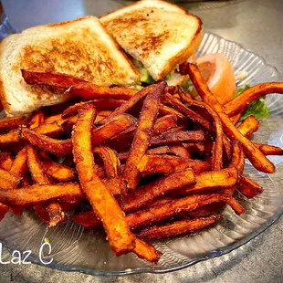 California Chicken Melt w/Sweet Potato Fries