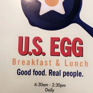 the menu for us egg breakfast and lunch