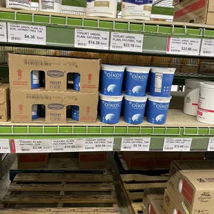 shelves of yogurt