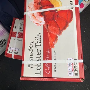 a box of lobster tails