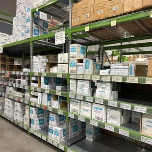 shelves full of boxes