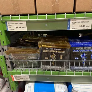 Seaweed sheets $6-$10.