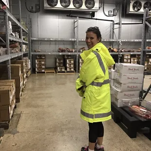 Sporting the coat for the walkin freezer