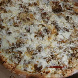 Our new PHILLY CHEESE STEAK PIZZA!! Exclusive on US FRIED CHICKEN TUCKASEEGEE RD!