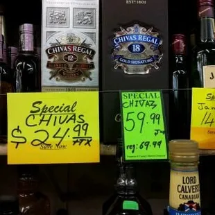 a selection of liquors for sale