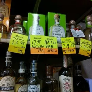 a variety of liquor bottles for sale