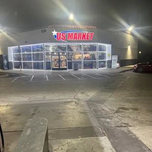 a bicycle parked in front of a store