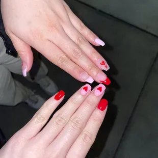 Valentine&apos;s nails with my bestie