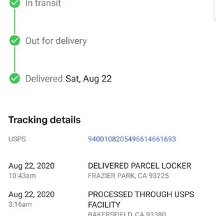 This is the tracking saying saying the package is in my parcel locker and I've yet to get any key if required.