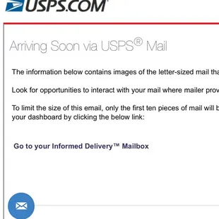 Daily e mail shows what&apos;s coming in the mail each day.