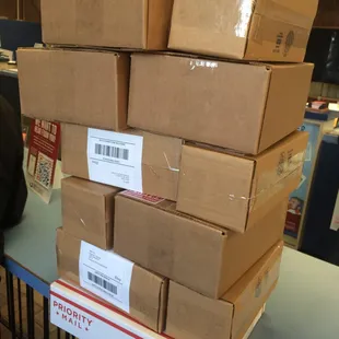 My precarious package pile.