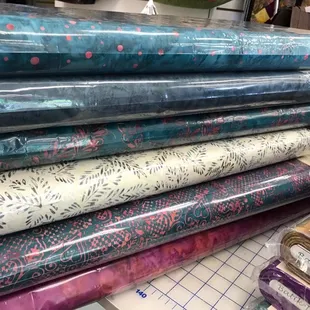 Selection of new fabrics.  Come see the rest.  A quilter&apos;s candy store.