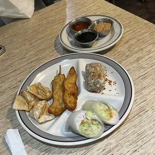 two plates of food on a table