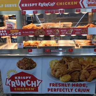 a display of fried chicken