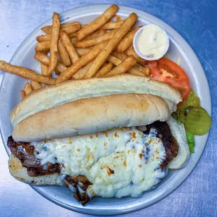 Ribeye Steak Sandwich with Mozzarella Cheese