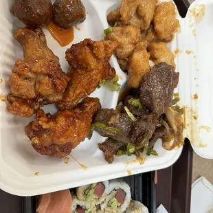 Sushi and buffet choices (pay per oz).