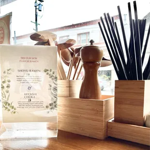 Bar type seating facing the street.