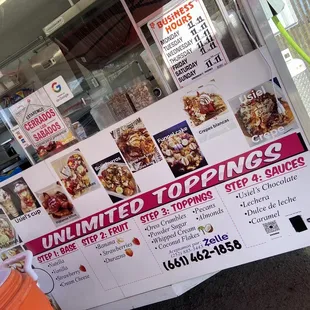 dessert menu (owner said hours are outdated so disregard those)