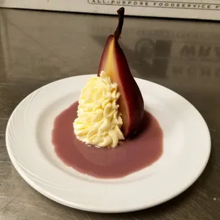 a plate with a dessert on it