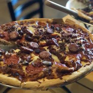 pepperoni and sausage pizza