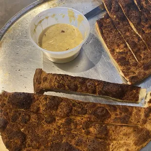 Crawfish Queso comes with breadsticks