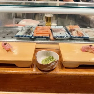 interior, sushi and sashimi