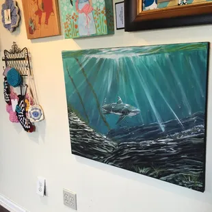 Shark painting underwater